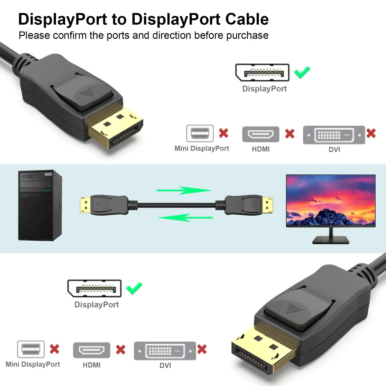 1.8m DisplayPort Cable, 4K@60Hz / 2K@144Hz - Features