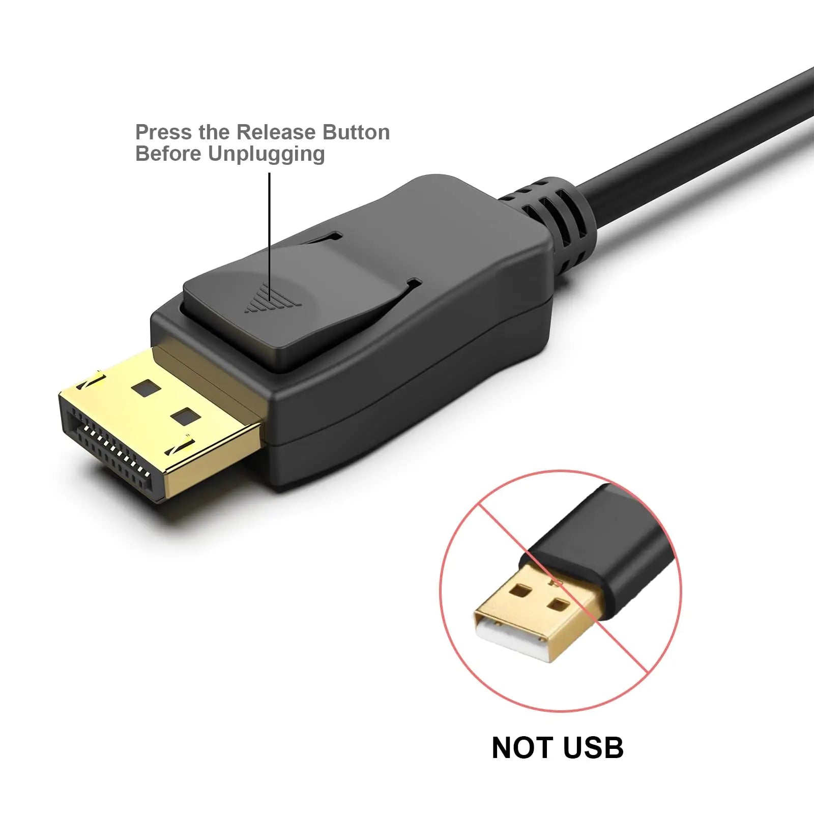 1.8m DisplayPort Cable, 4K@60Hz / 2K@144Hz - In Use