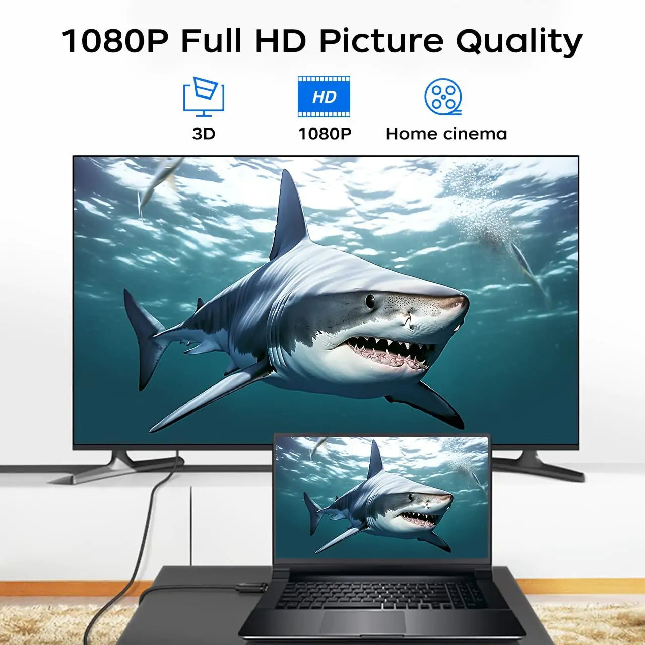 HDMI to DVI-D 24+1 Cable 1.5m, 1080P Full HD - Detail View