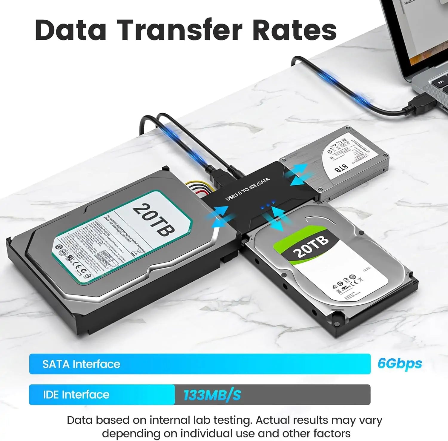 USB 3.0 to SATA/IDE Adapter, Hard Drive Reader - Main Product Image