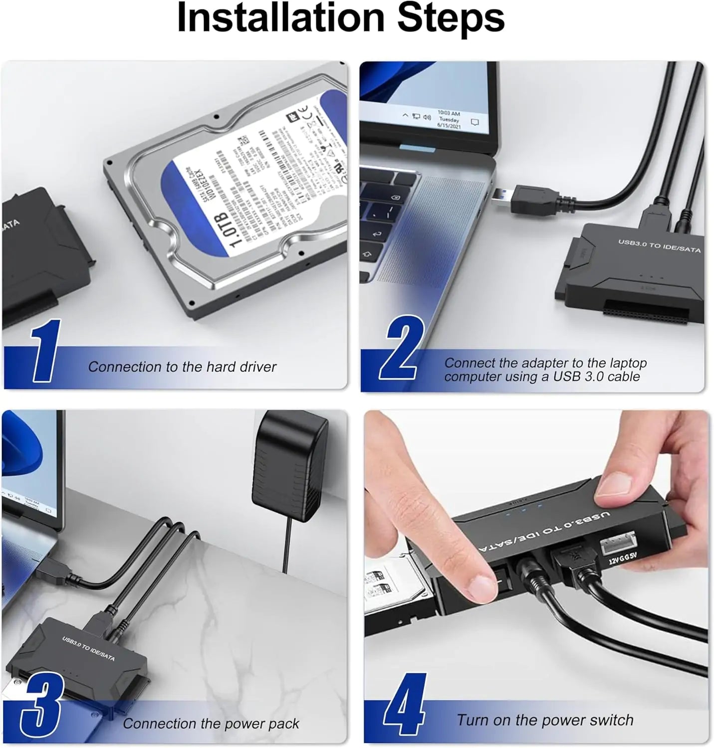 USB 3.0 to SATA/IDE Adapter, Hard Drive Reader - Image 5