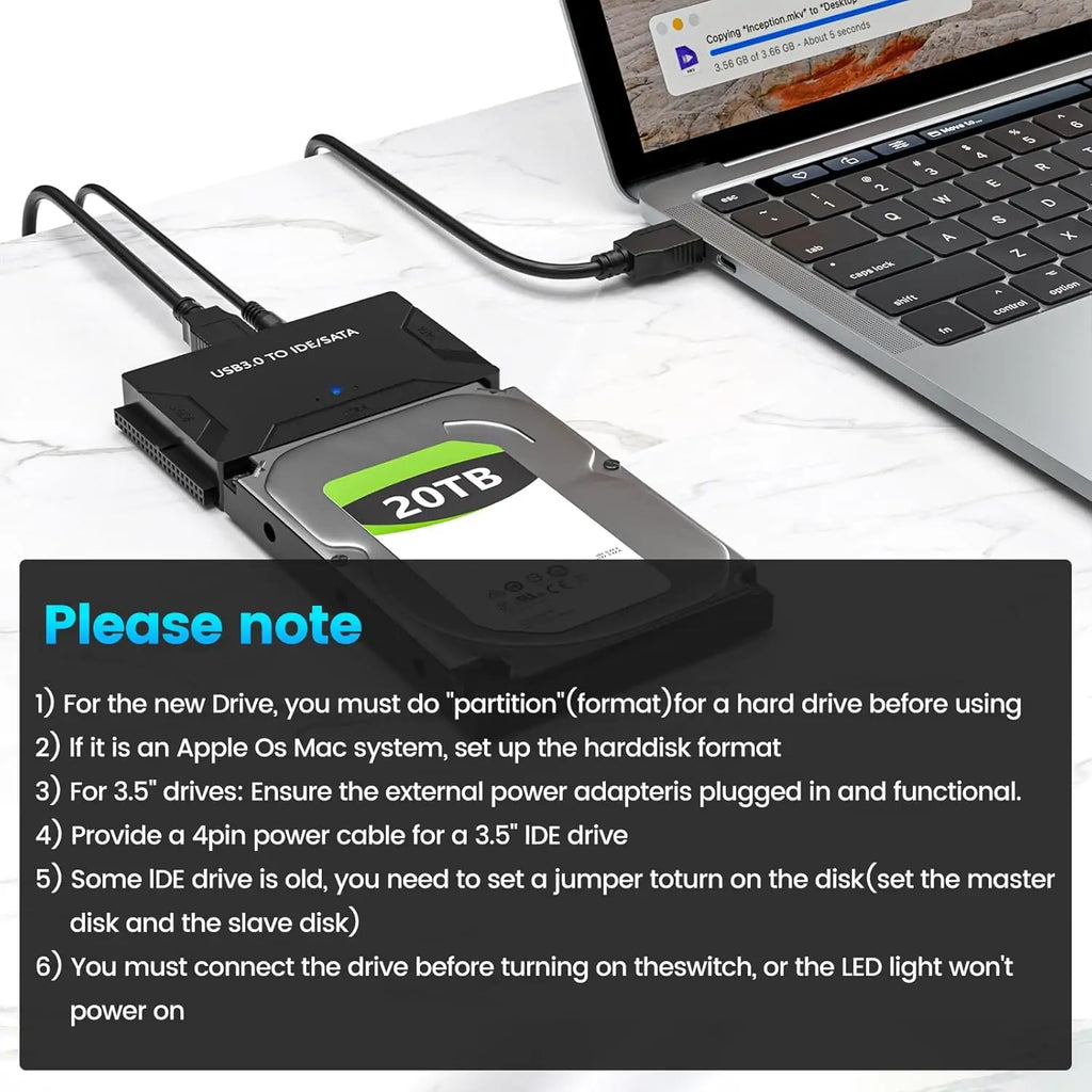 USB 3.0 to SATA/IDE Adapter, Hard Drive Reader - Image 7