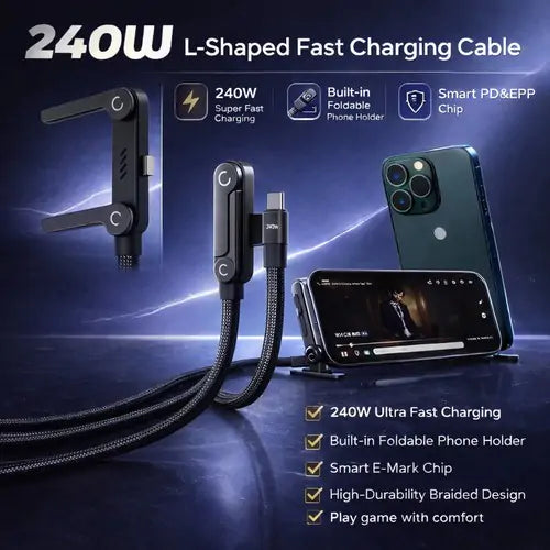 240W USB-C to USB-C PD Fast Charging Cable 1.5m - Detail View