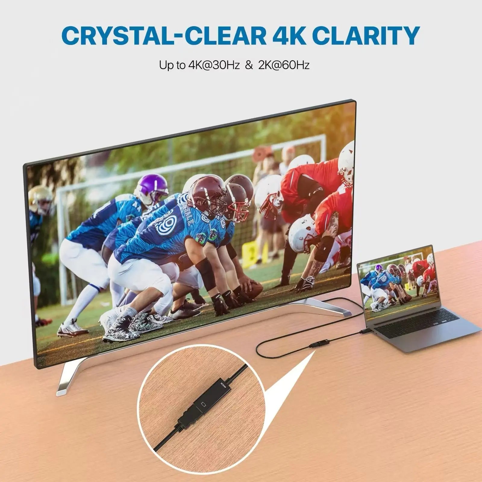 DisplayPort to HDMI Adapter 4K, Directional DP to HDMI Converter - In Use