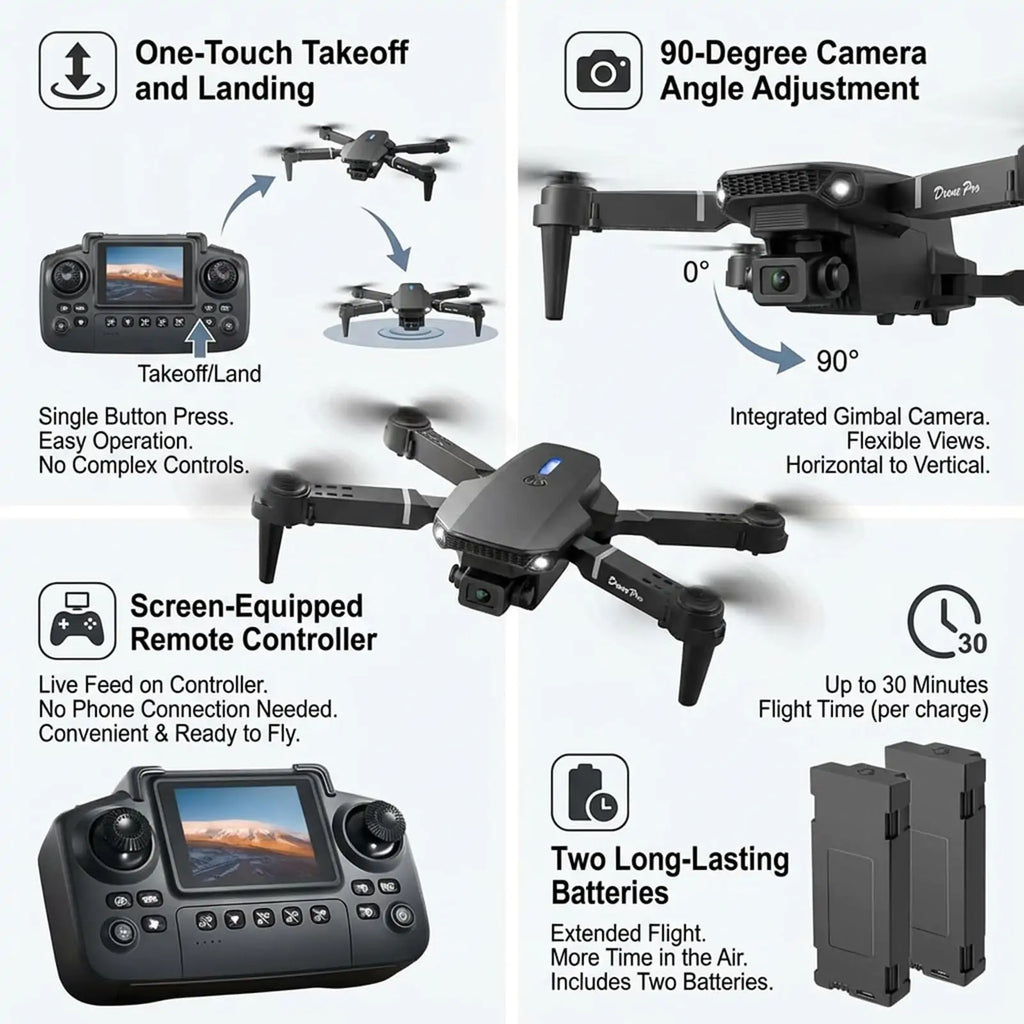 Foldable Mini Drone with Screen Controller, 360° Flips - Image 6