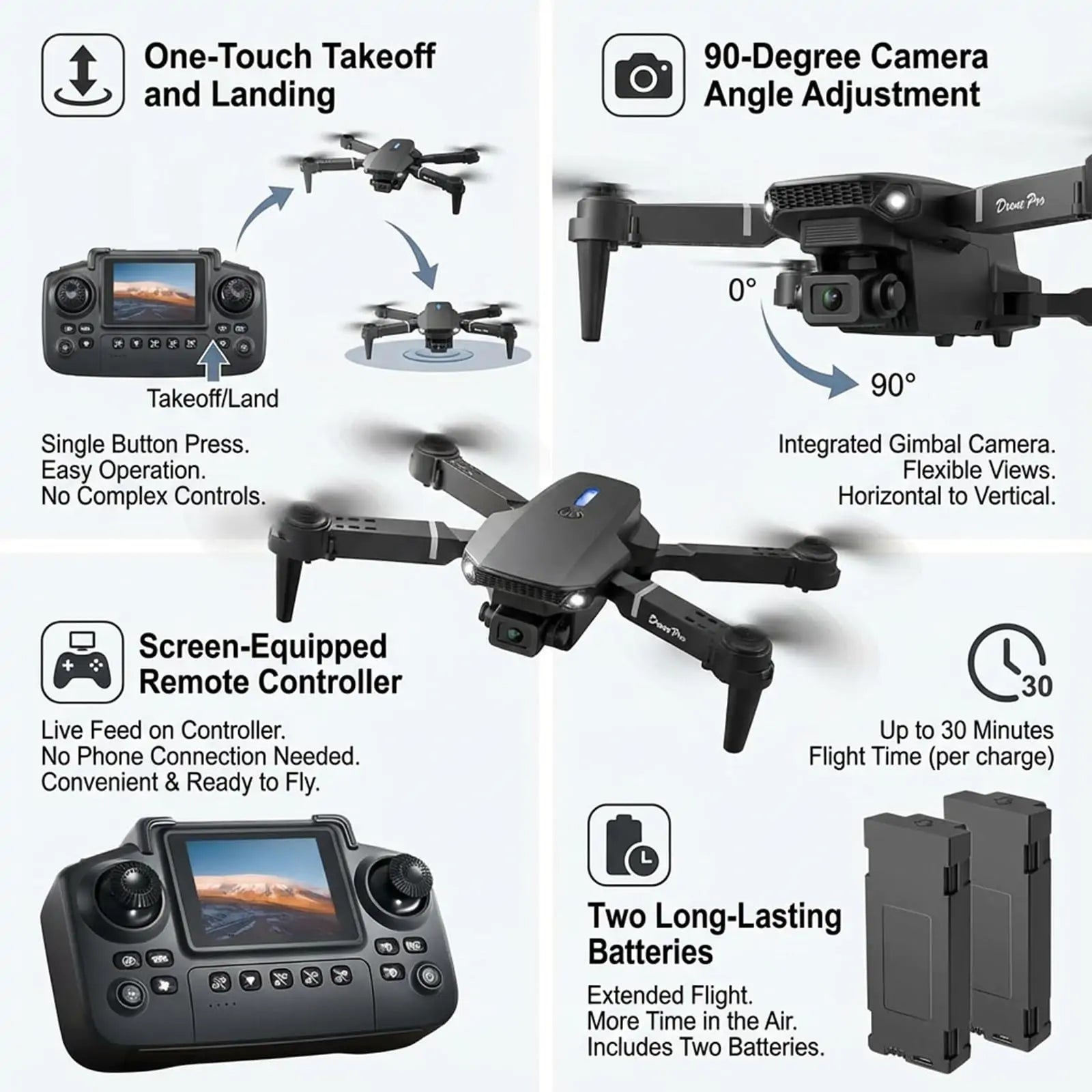 Foldable Mini Drone with Screen Controller, 360° Flips - Image 6