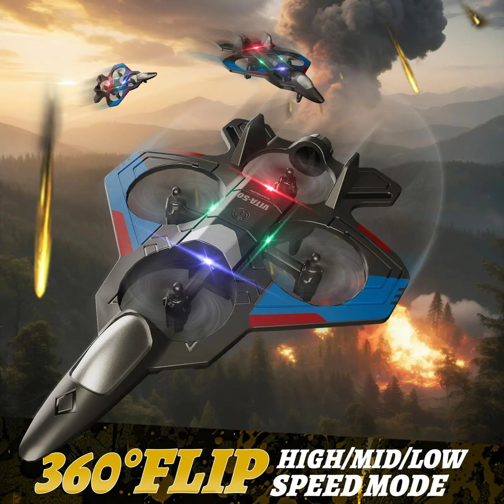 RC Fighter Jet Mini Drone with 3 Batteries - Detail View