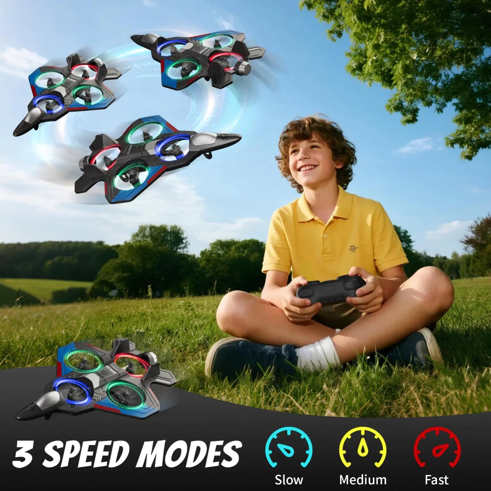 RC Fighter Jet Mini Drone with 3 Batteries - In Use