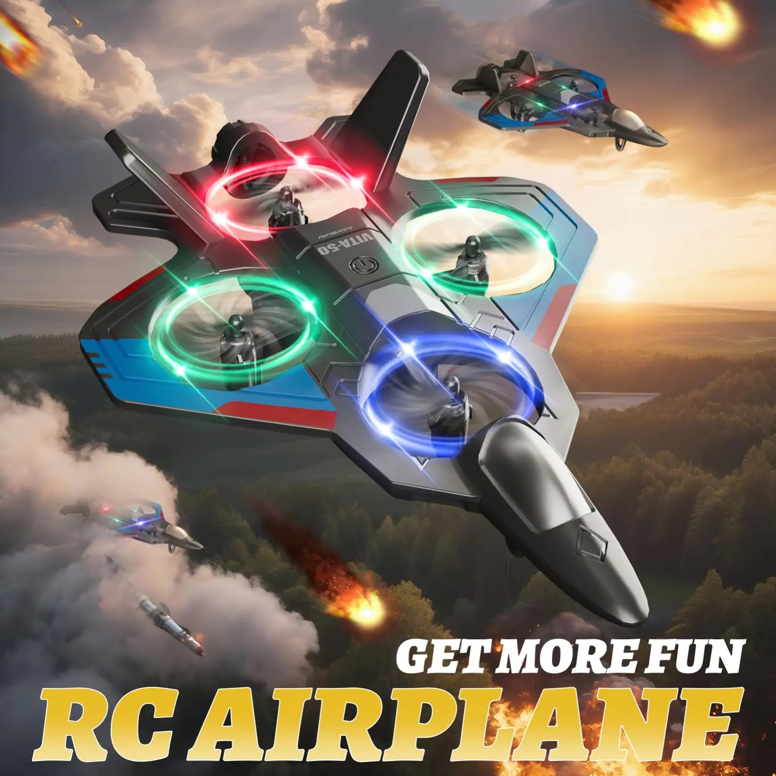 RC Fighter Jet Mini Drone with 3 Batteries - Image 5