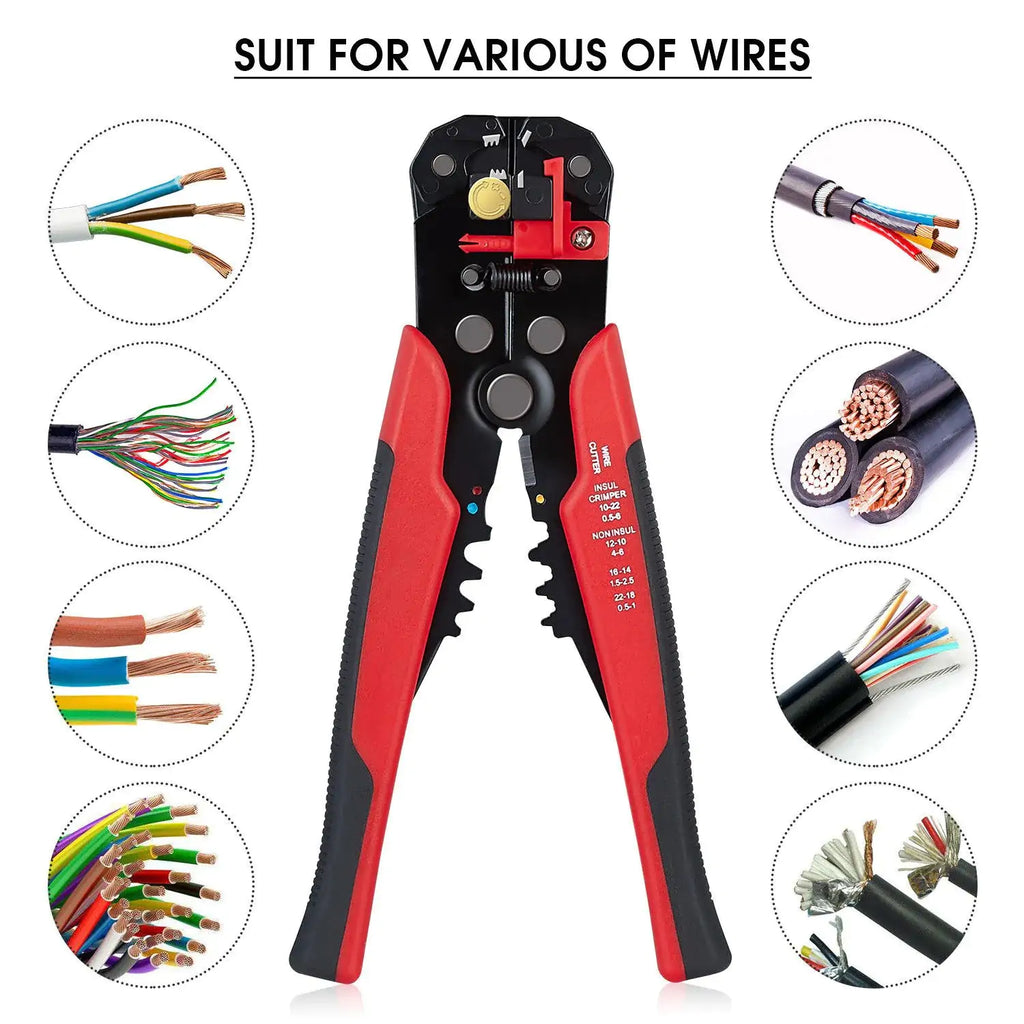 Automatic Wire Stripper and Crimper Tool 8", Self-Adjusting Wire - In Use
