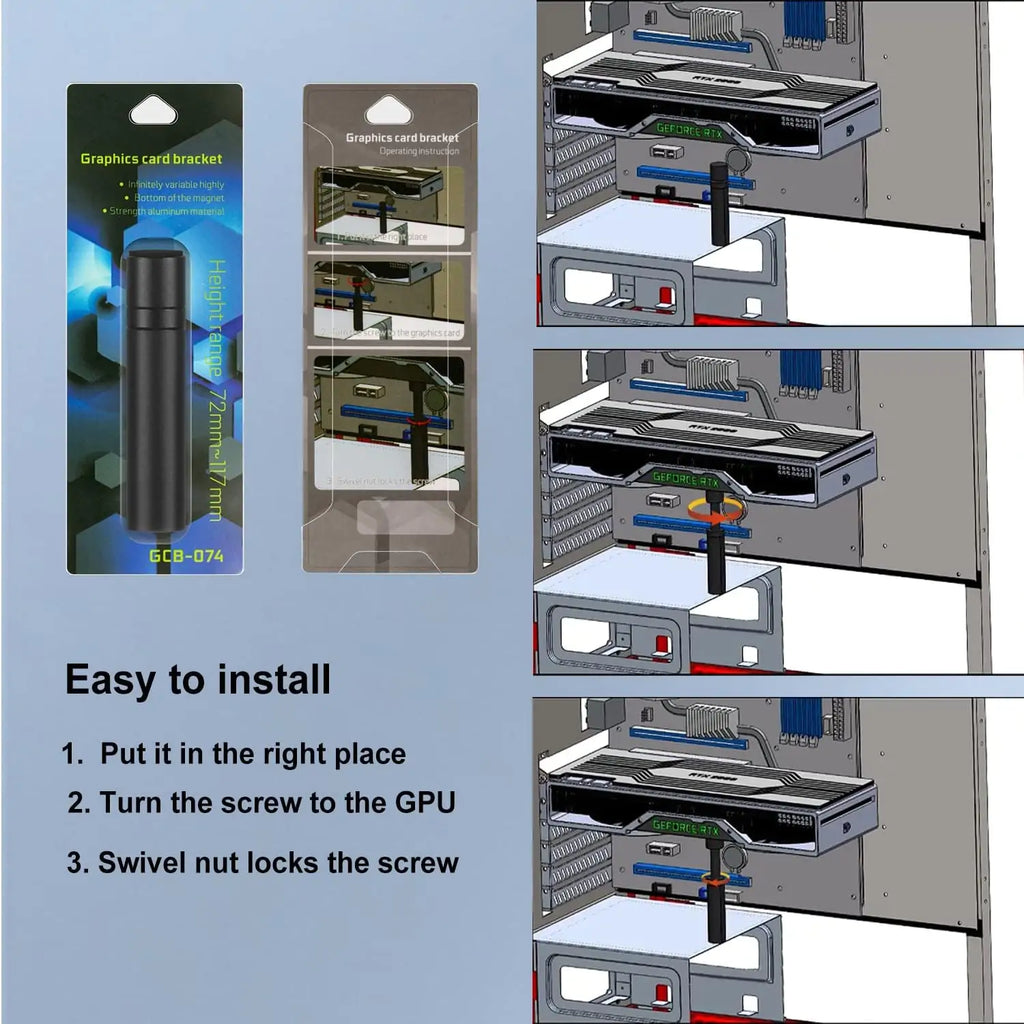 GPU Support Bracket, Adjustable Height 74 to 120 mm - Image 7