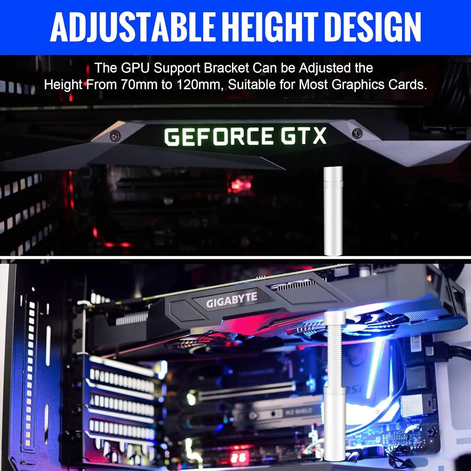 GPU Support Bracket, Adjustable Height 74 to 120 mm - Image 5