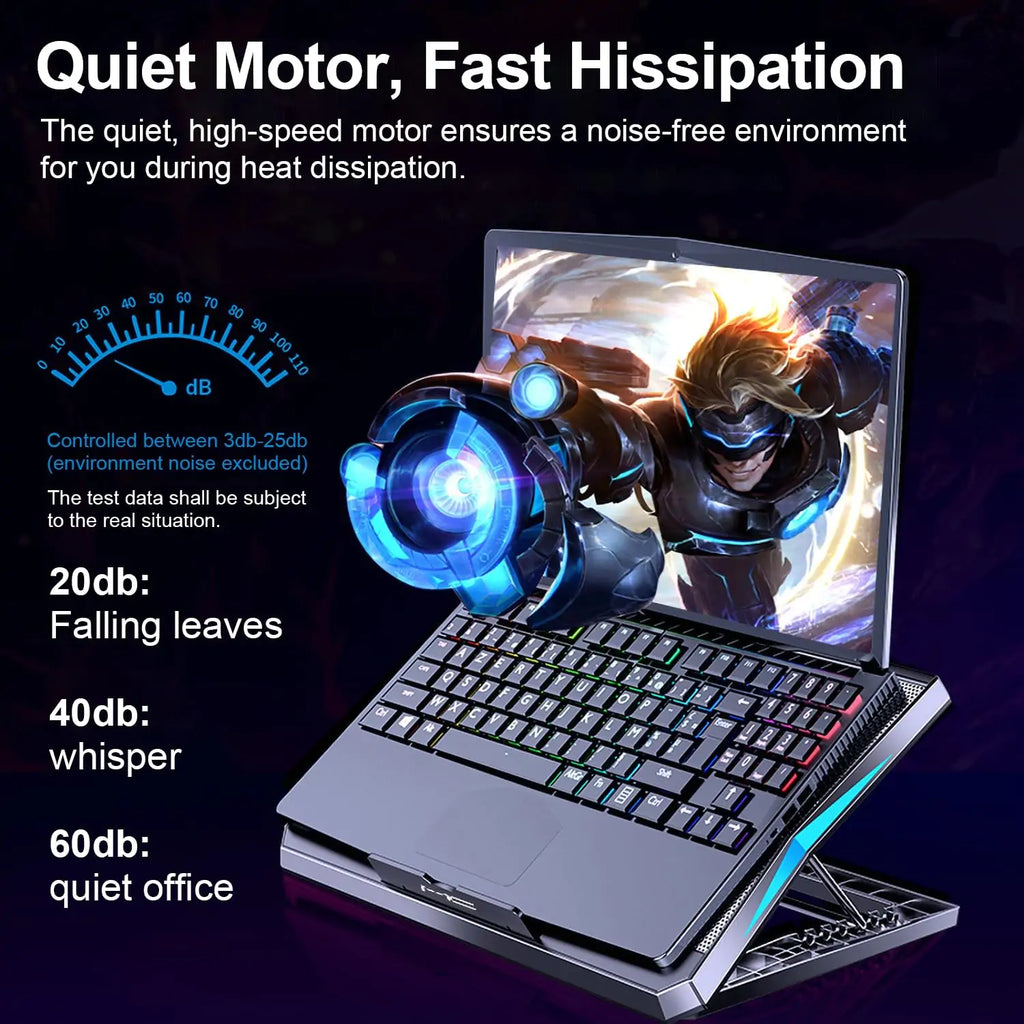 Laptop Cooling Pad Stand with 6 Quiet Fans, 2400 RPM - Detail View