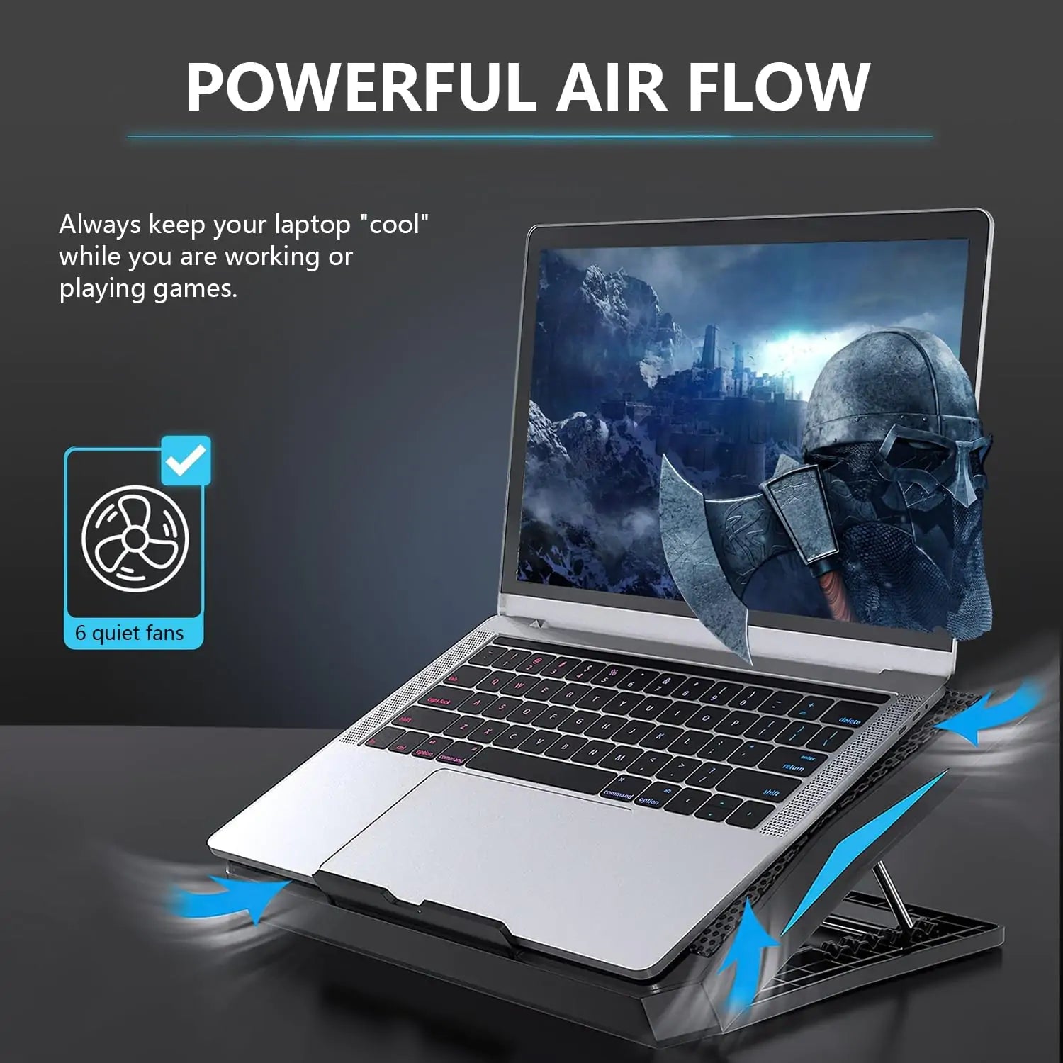 Laptop Cooling Pad Stand with 6 Quiet Fans, 2400 RPM - Features