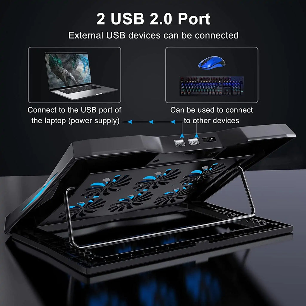 Laptop Cooling Pad Stand with 6 Quiet Fans, 2400 RPM - In Use