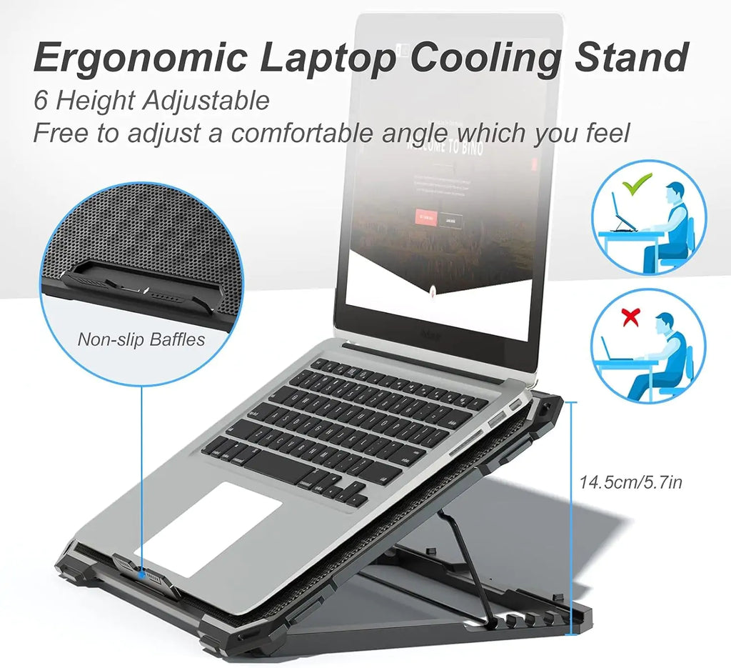 Laptop Cooling Pad Stand with 6 Quiet Fans, 2400 RPM - Image 6