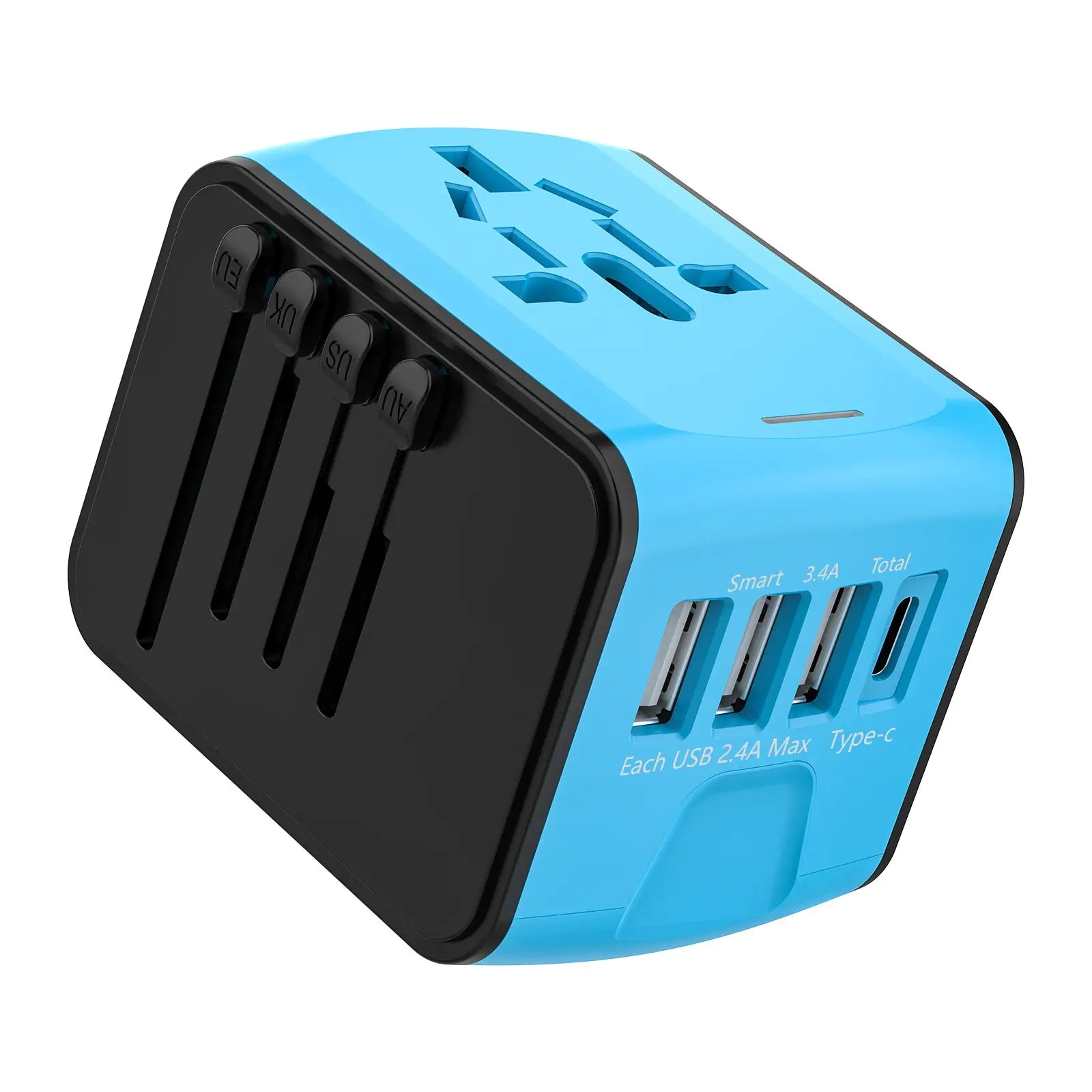 Universal Travel Adapter, 200+ Countries, 3 USB Ports - Main Product Image