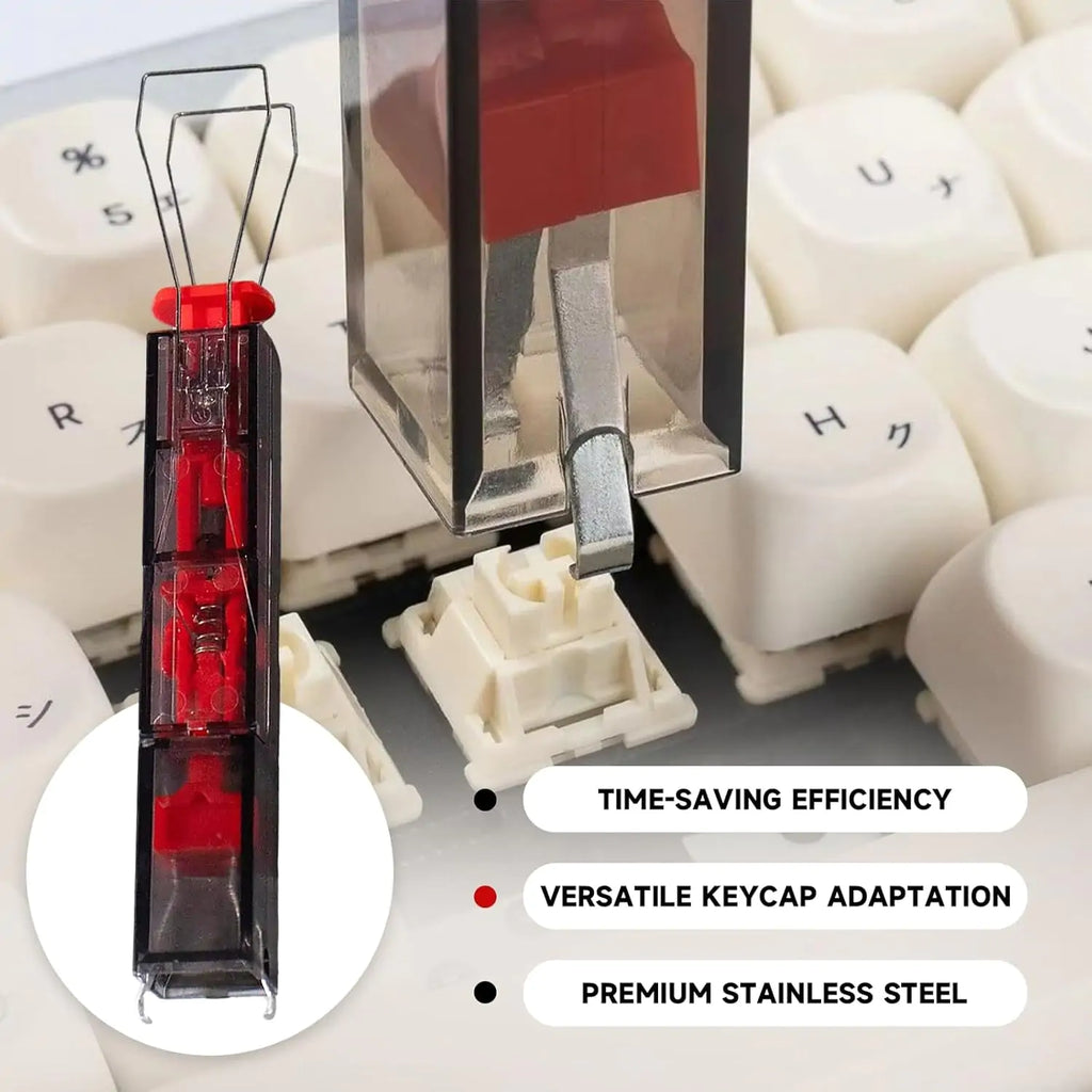 2-in-1 Keycap and Switch Puller Tool with 2 Cleaning Brushes - In Use
