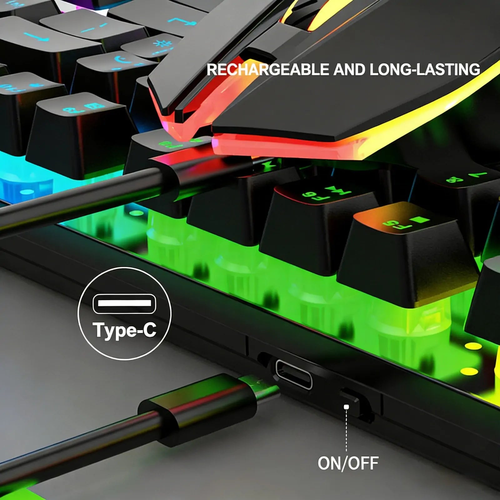 87-Key 2.4G Wireless Gaming Keyboard and Mouse Combo - In Use