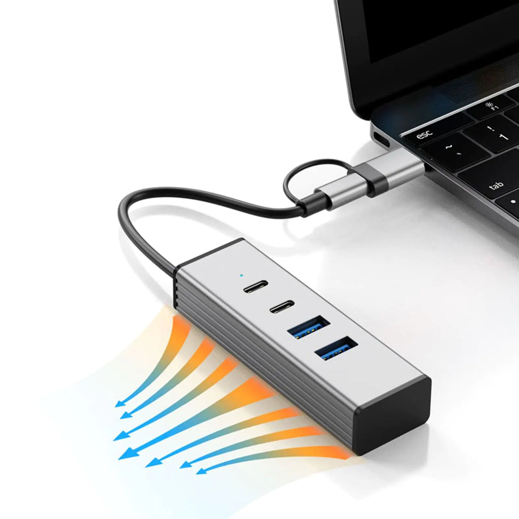 4-in-2 USB 3.2 Hub 10Gbps, USB-A & USB-C Dual Port - Detail View