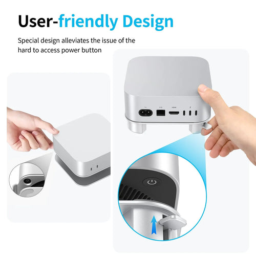 Mac Mini M4 Stand, Aluminium Desktop Holder - Detail View