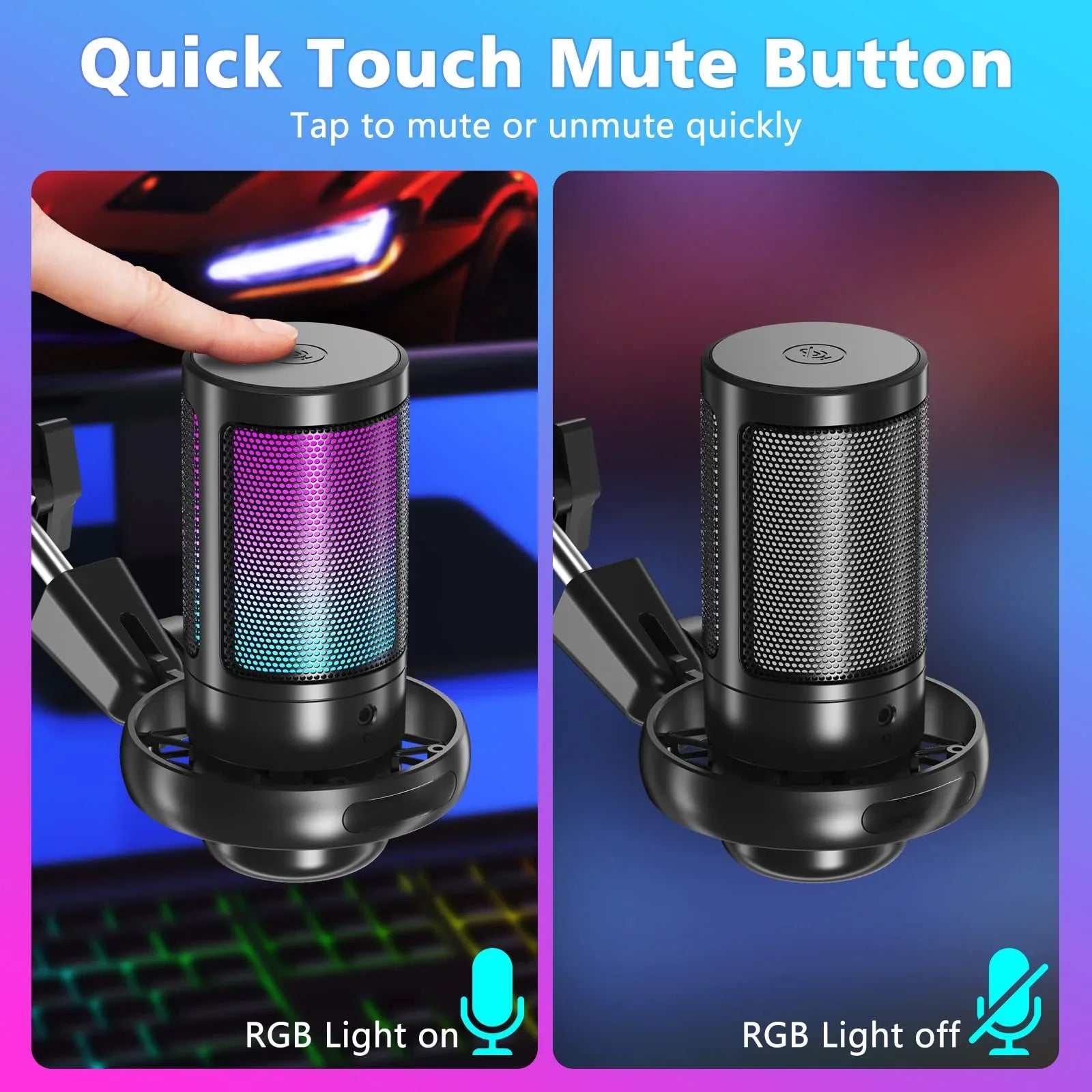 USB Gaming Microphone Kit with Boom Arm - Features