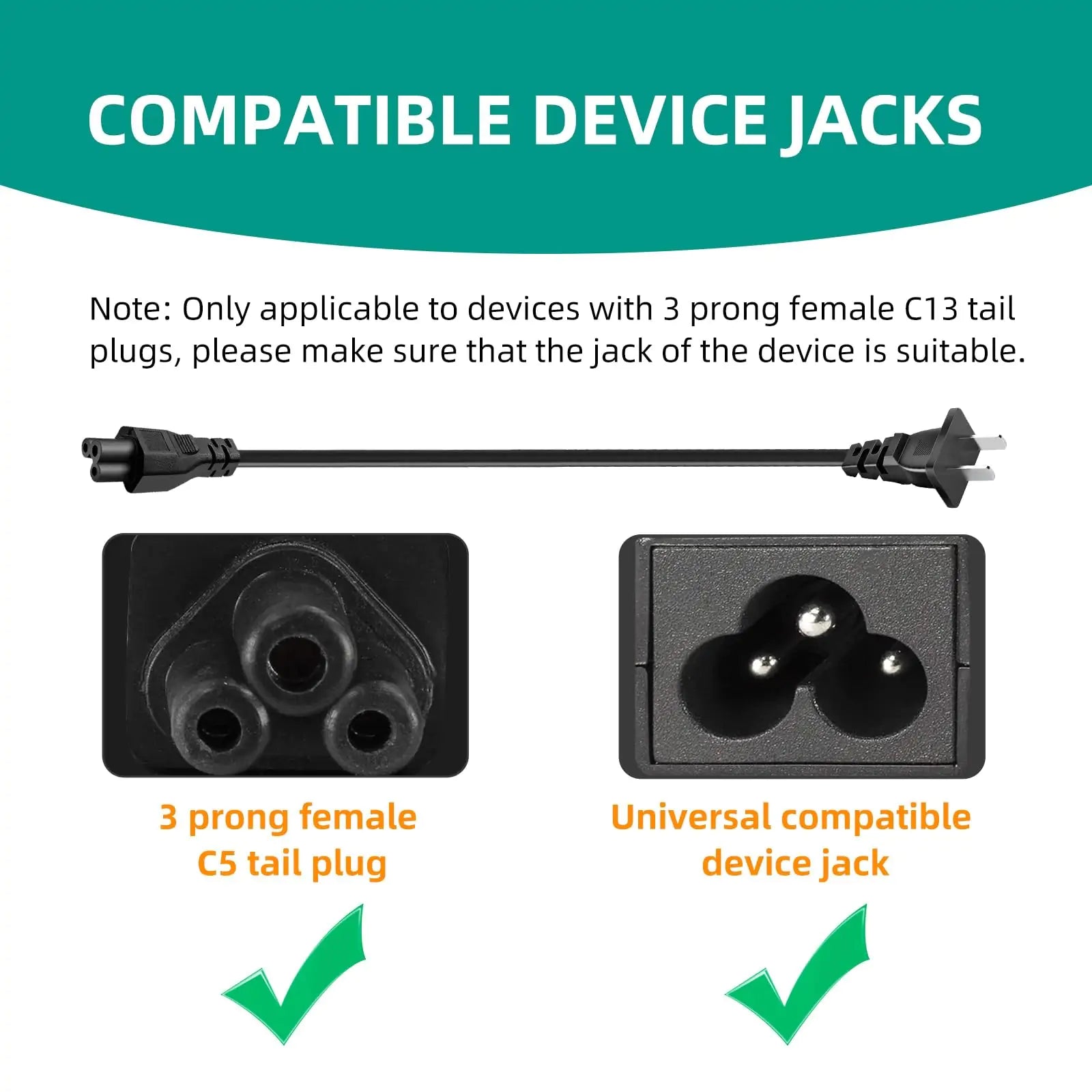 1.5m AU Plug to IEC C5/C6 Cloverleaf AC Power Cord - Detail View