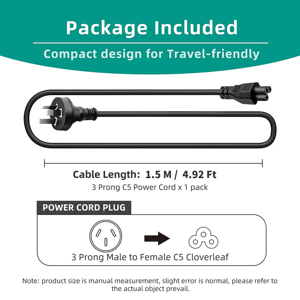 1.5m AU Plug to IEC C5/C6 Cloverleaf AC Power Cord - Image 5