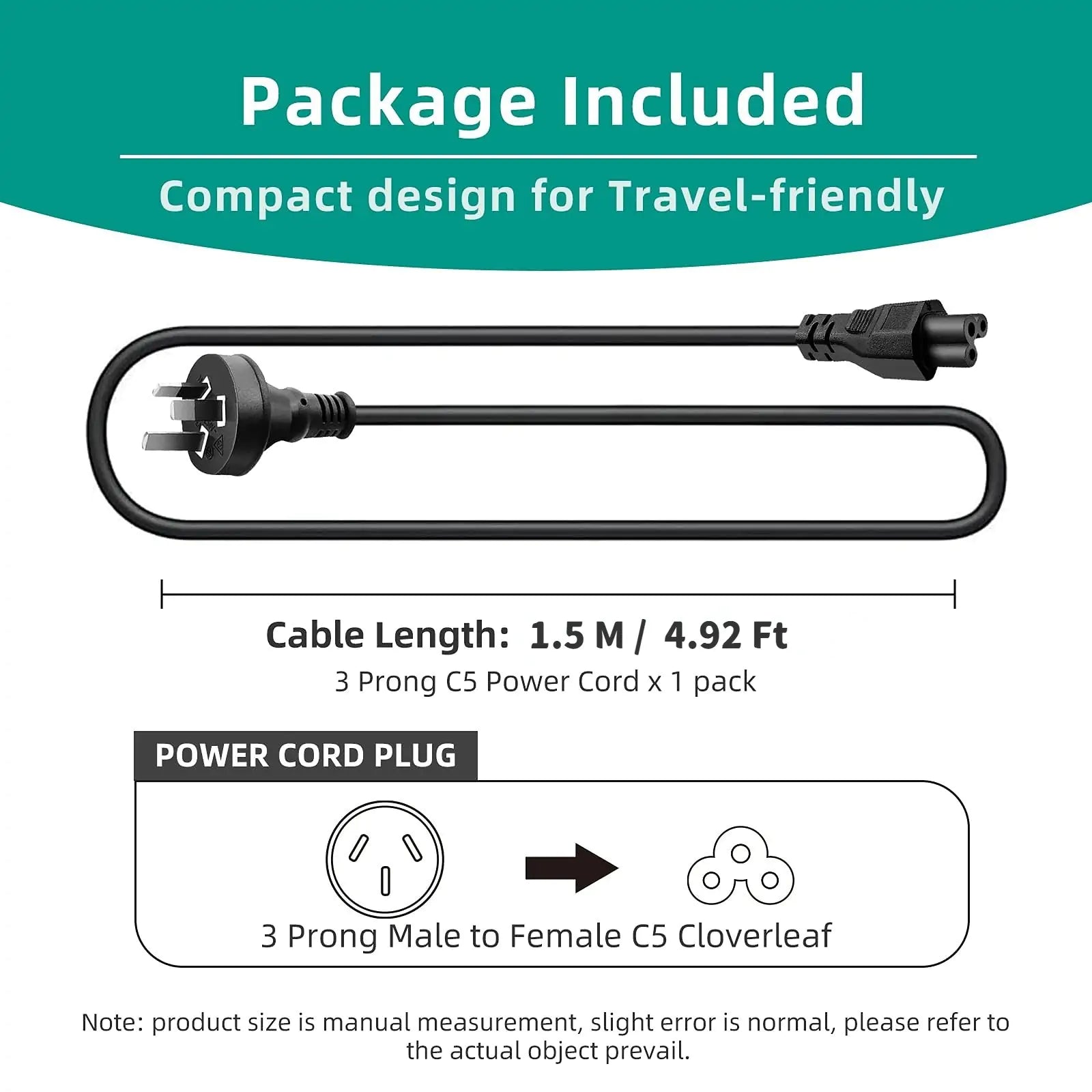 1.5m AU Plug to IEC C5/C6 Cloverleaf AC Power Cord - Image 5