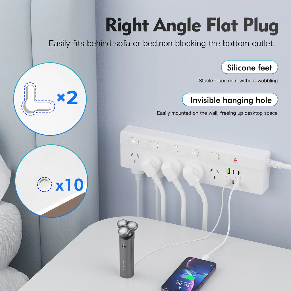 16-in-1 Power Board with Individual Switch, 10 AC Outlets - Features