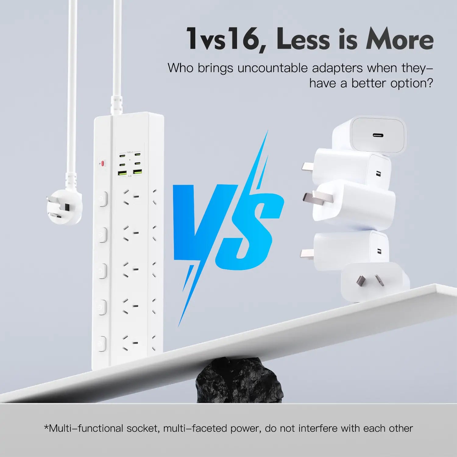 16-in-1 Power Board with Individual Switch, 10 AC Outlets - Image 5