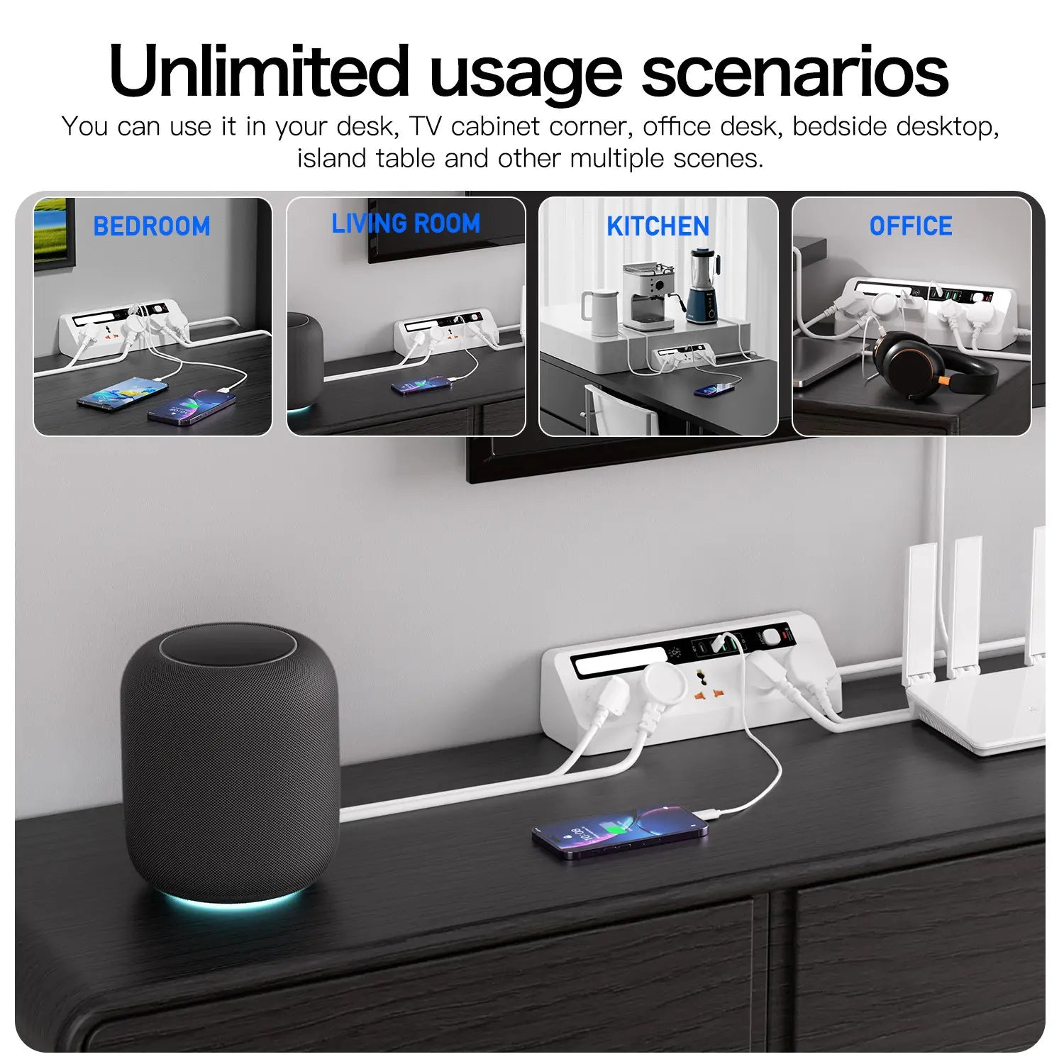 Surge Protected AU Power Board with 35W USB-C Fast Charge - In Use