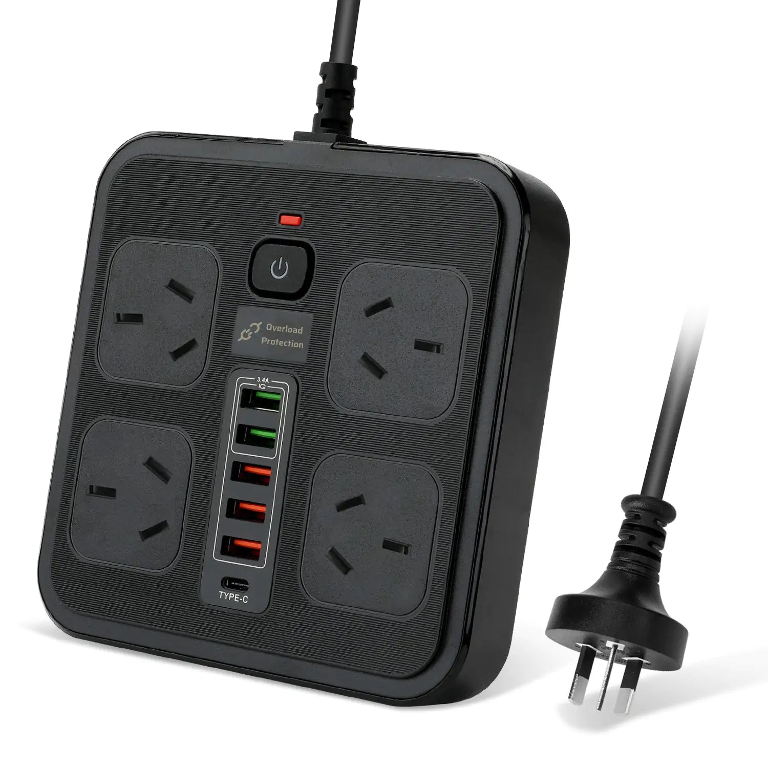 10-in-1 Power Board, Surge Protected, 4 AC + 6 USB - Main Product Image
