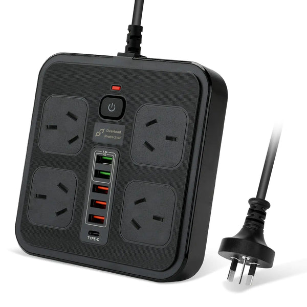 10-in-1 Power Board, Surge Protected, 4 AC + 6 USB - Main Product Image