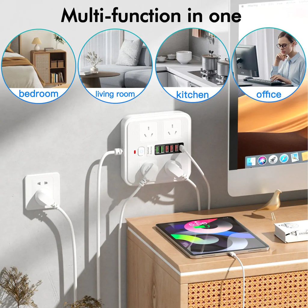 10-in-1 Power Board, Surge Protected, 4 AC + 6 USB - Image 5