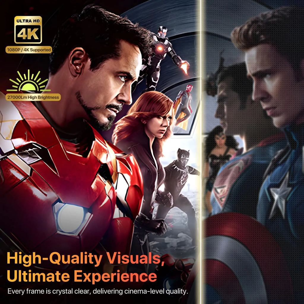 Smart Portable Projector with Built-in Android 13 & WiFi 6 - Detail View