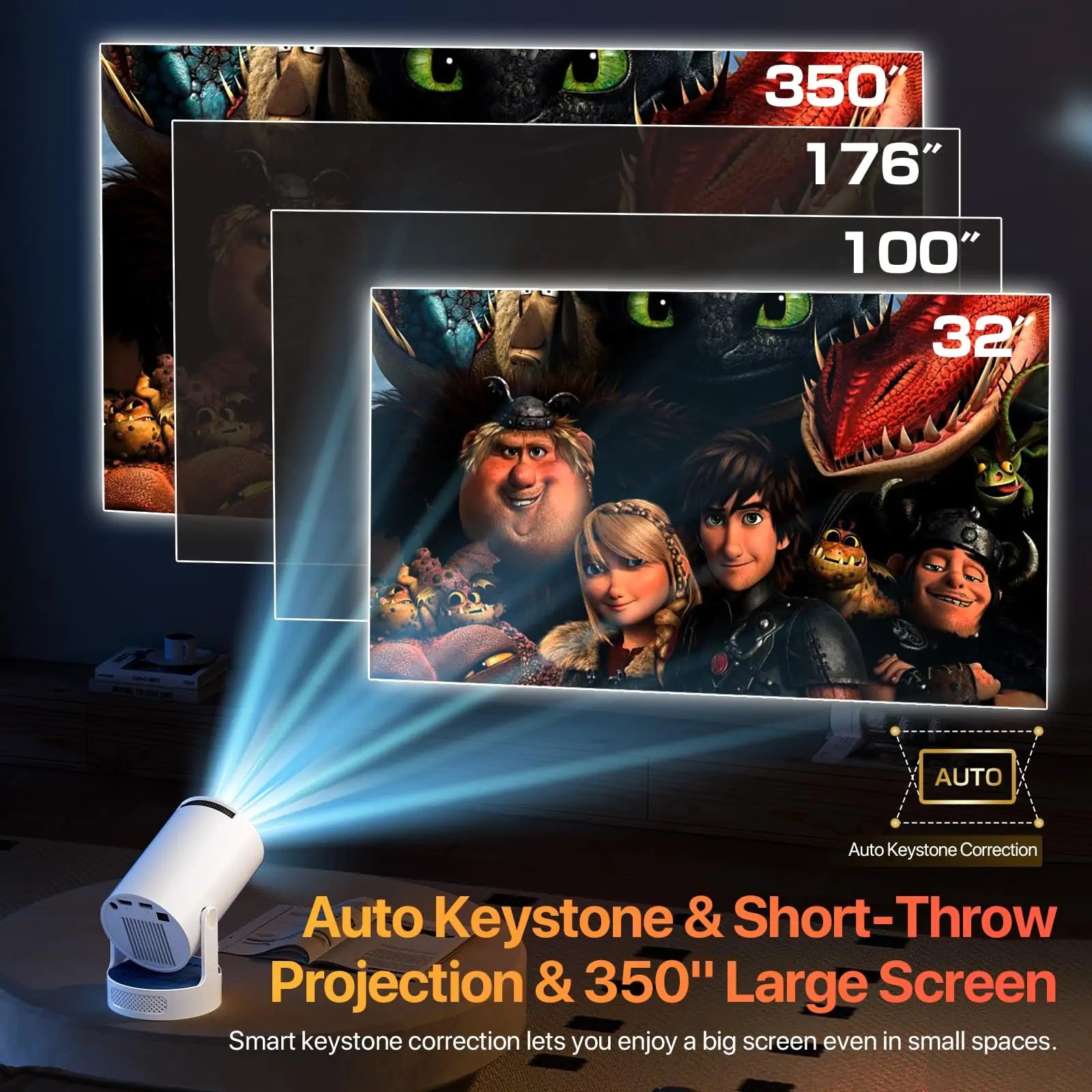 Smart Portable Projector with Built-in Android 13 & WiFi 6 - Features
