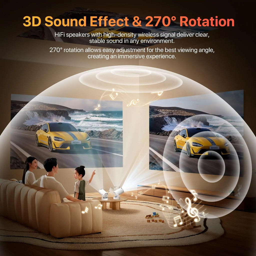 Smart Portable Projector with Built-in Android 13 & WiFi 6 - In Use