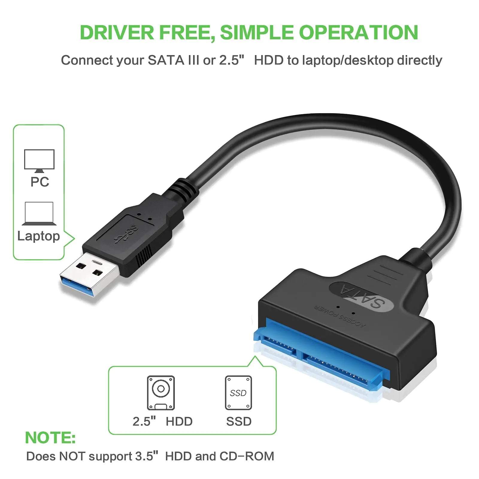 SATA to USB 3.0 Adapter Cable for 2.5" SSD/HDD - Image 8
