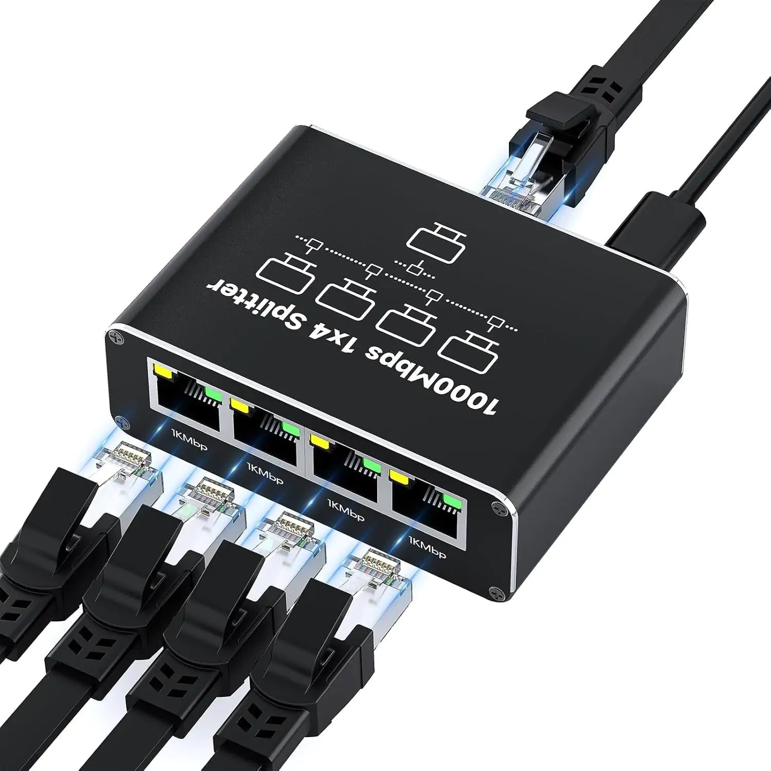 4 Port Gigabit Ethernet Splitter 1 in 4 Out - Main Product Image
