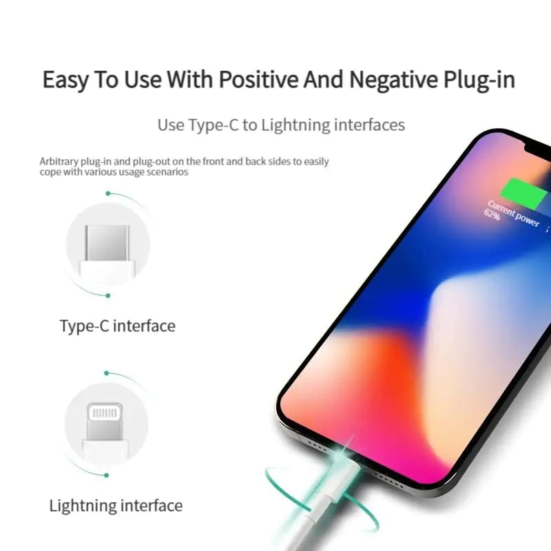 1M USB-C to Lightning Cable, MFi Certified 27W PD - Detail View