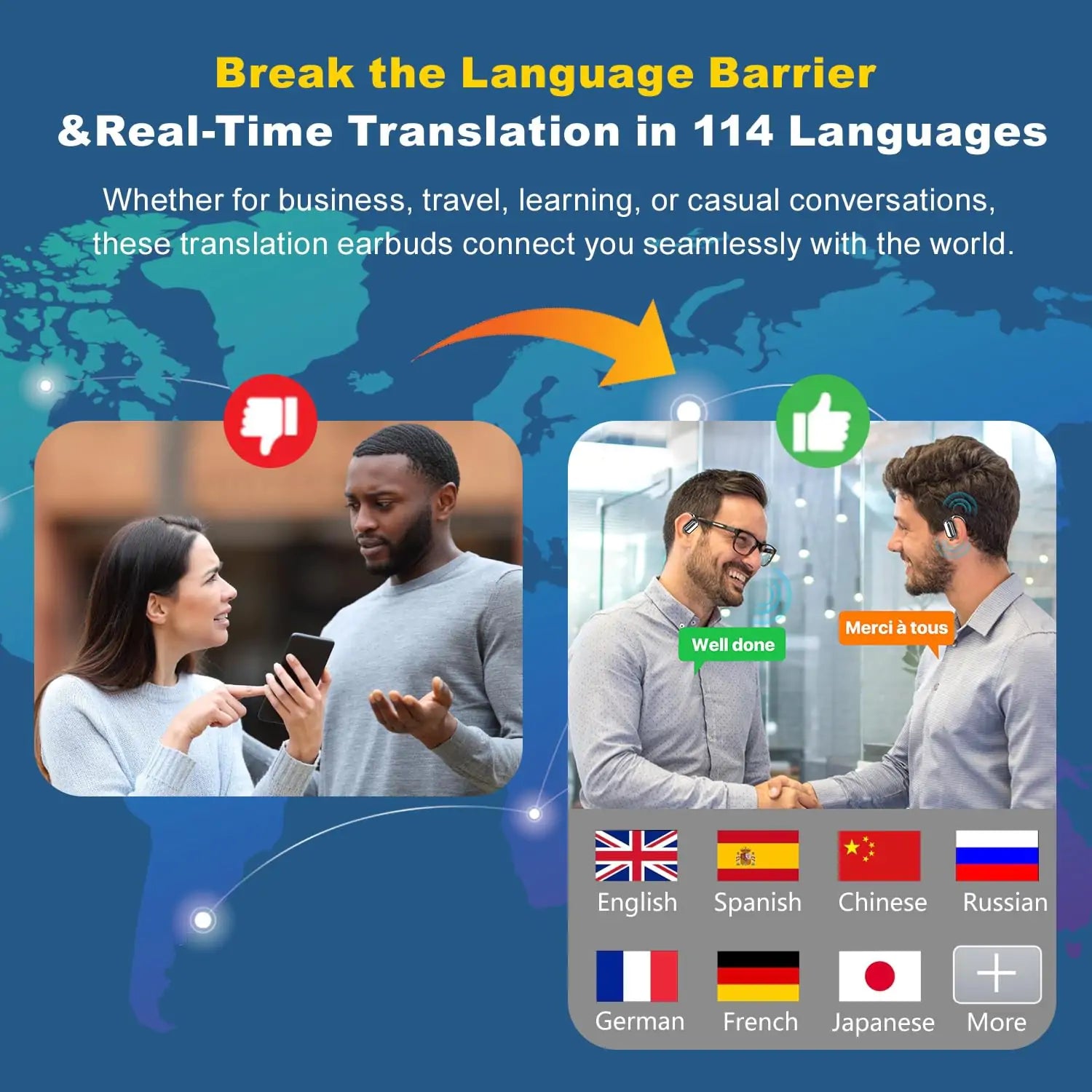 Real-Time AI Translation Earbuds with 114 Languages - Main Product Image