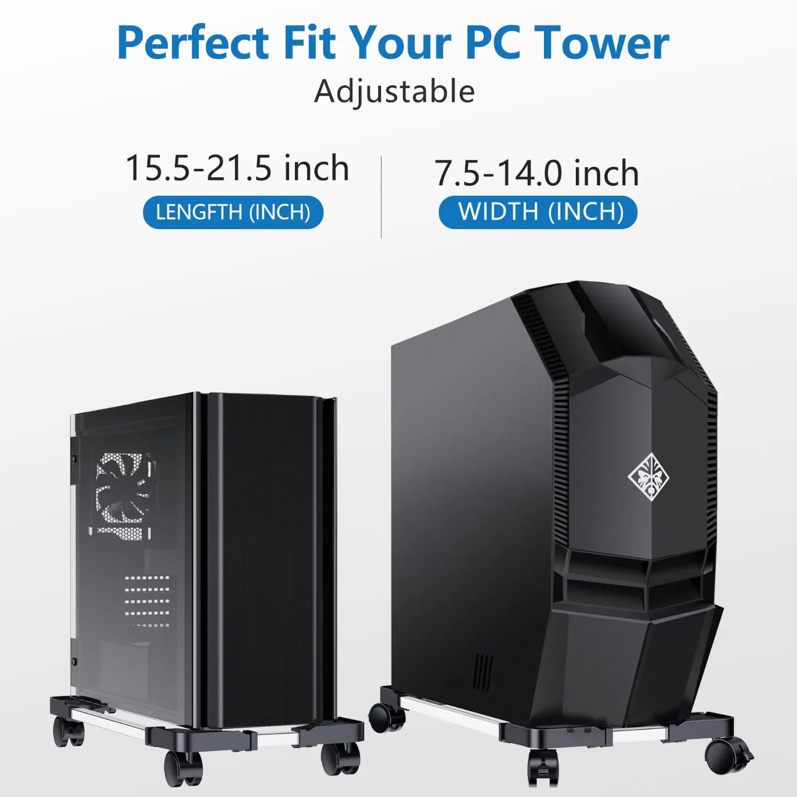 Adjustable PC Case Stand Trolley - Detail View