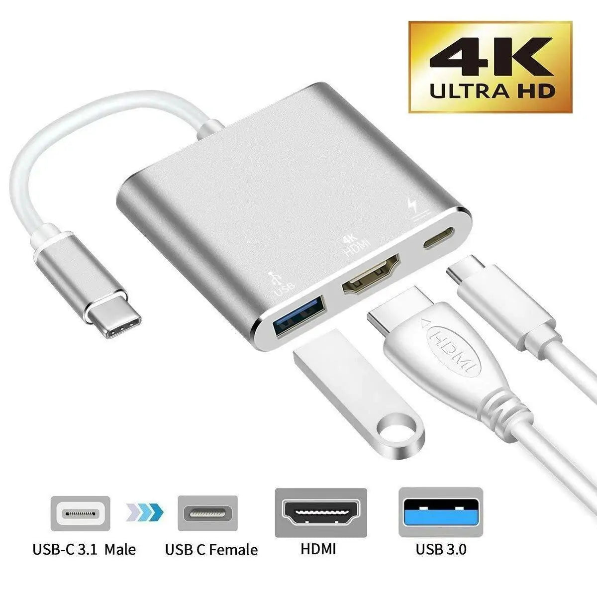 USB-C to HDMI Multiport Adapter, 4K HDMI, USB 3.0 - Main Product Image