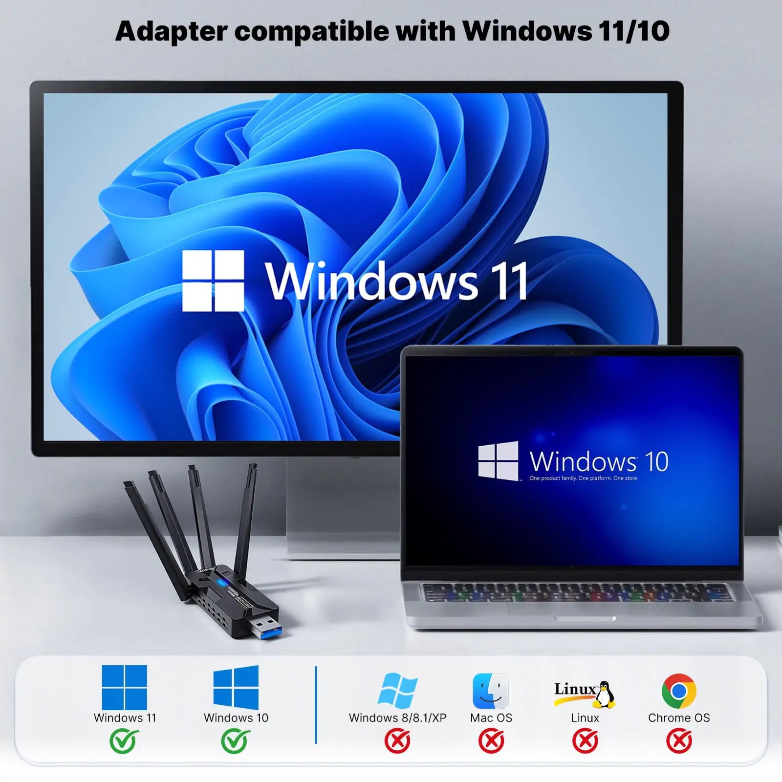 AX1800 WiFi 6 USB 3.0 Adapter with 4 High Gain Antennas - Image 6