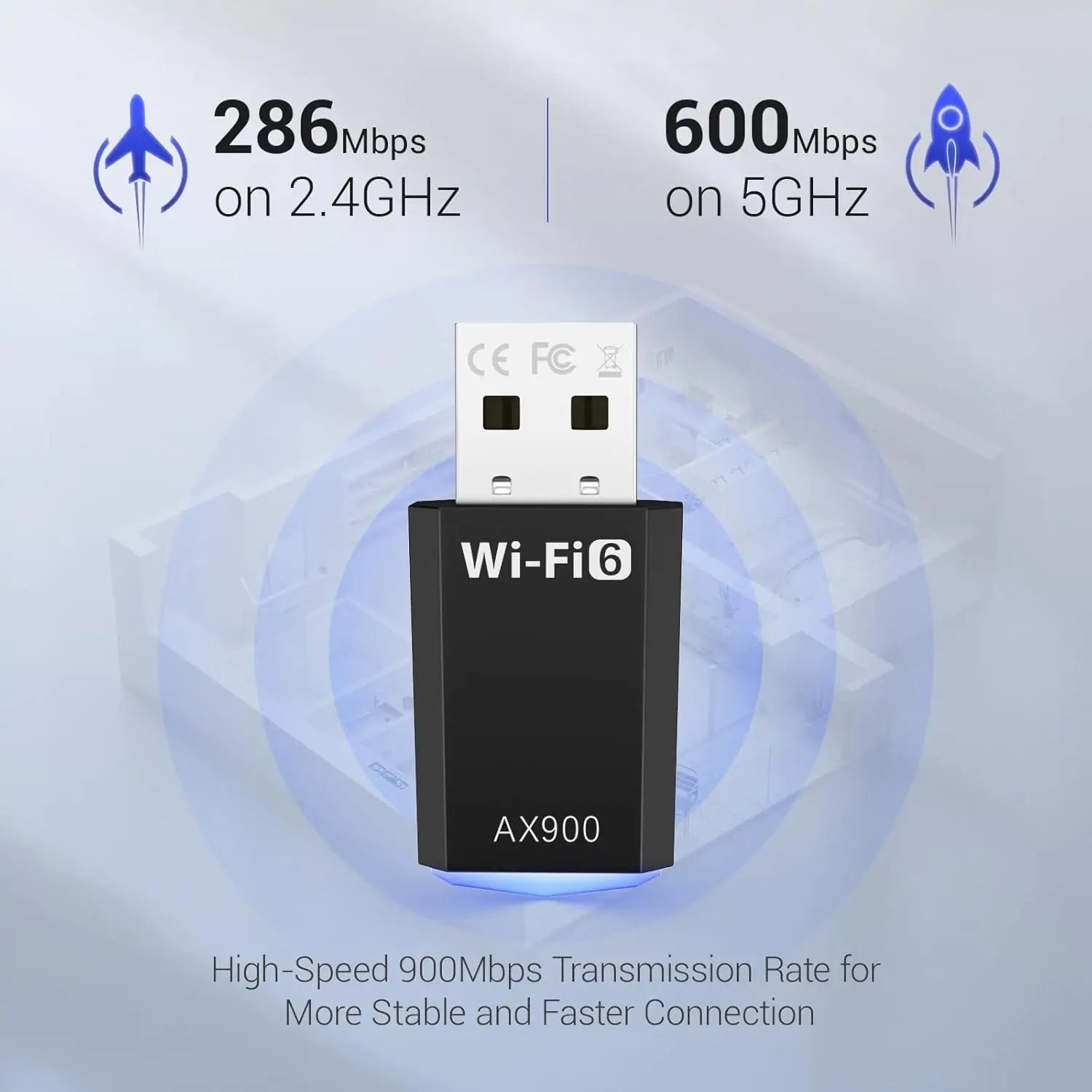 Wi-Fi 6 USB Adapter AX900, Driver Free Wireless Dongle, Dual Band - Image 5