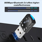 2-in-1 WiFi 6 USB Adapter & Bluetooth 5.4 Receiver - Detail View