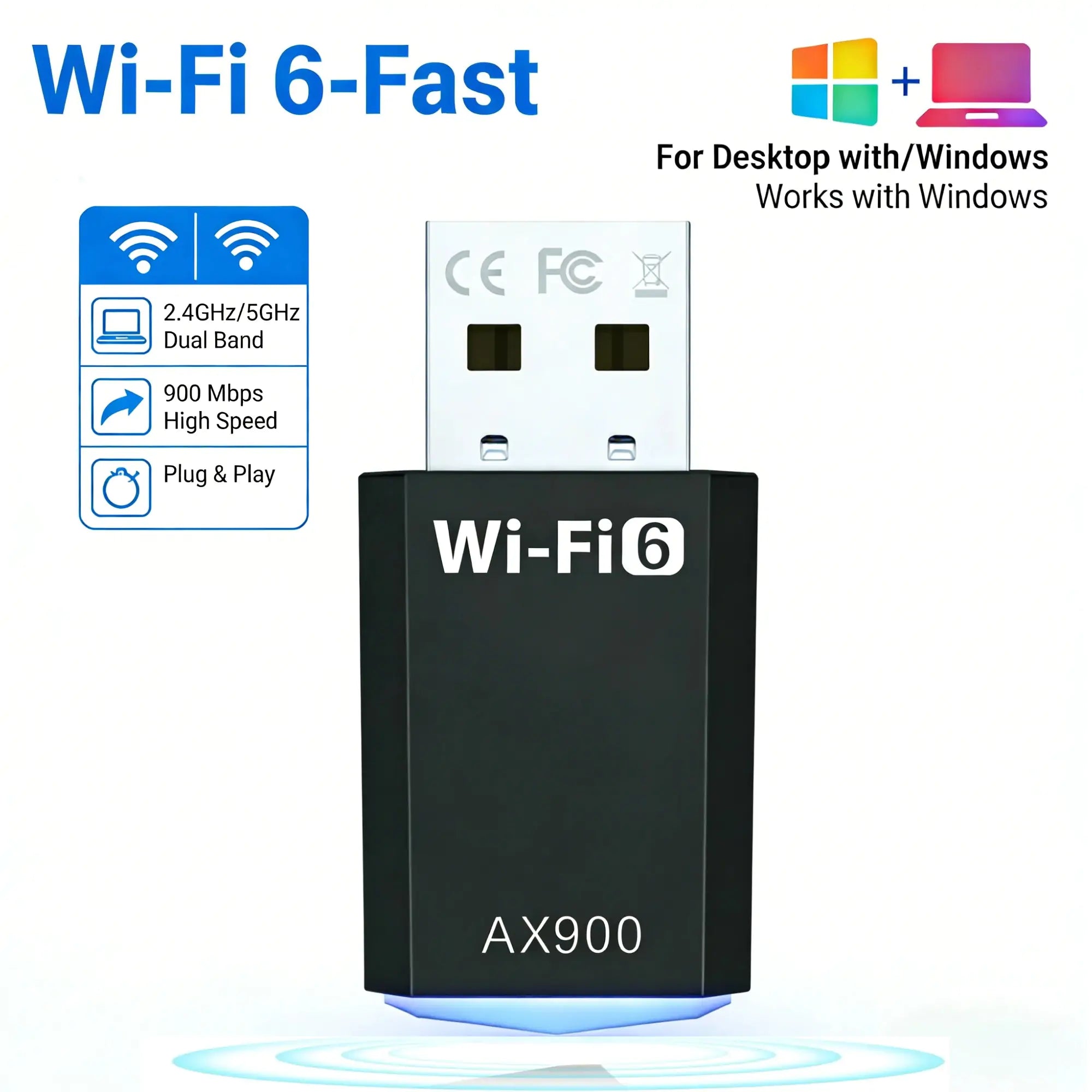 Wi-Fi 6 USB Adapter AX900, Driver Free Wireless Dongle, Dual Band - Image 7
