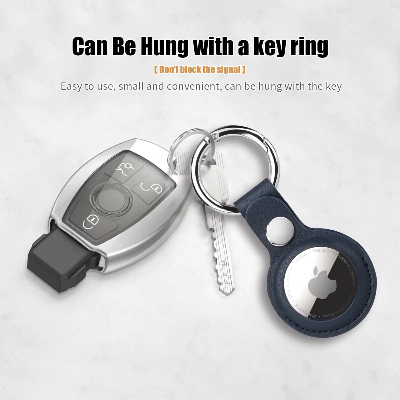 4 Pack AirTag Holder Keychain, PU Leather Case - Detail View