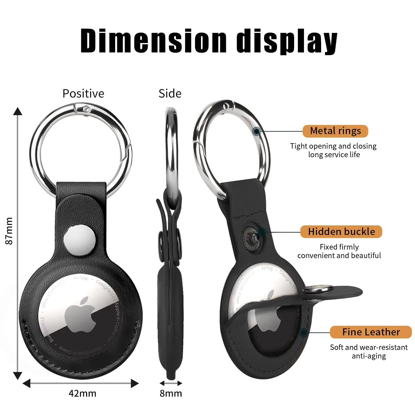 4 Pack AirTag Holder Keychain, PU Leather Case - Features